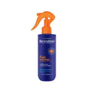 Beesline kids sunscreen lotion spf50+ is an easy-to-apply spray formula that provides full-strength water-resistant sun protection while soothing