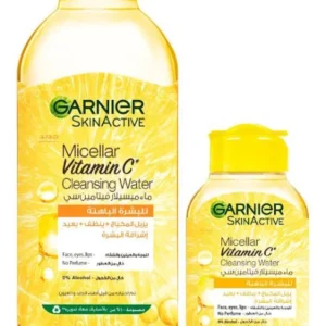 The Garnier Micellar Cleansing Water with Vitamin C works for all skin types. It effectively cleanses, removes makeup and boosts glow. Like a magnet, micelles capture and lift away dirt, oil and makeup without harsh rubbing. ​This facial cleanser removes makeup, leaving skin perfectly clean without over drying. This Garnier Micellar Cleansing Water with Vitamin C is gentle on skin and can be used to remove face makeup and eye makeup. ​The gentle face cleanser is cruelty-free, vegan and formulated without alcohol, oils, fragrance, parabens, and sulfates