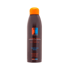 High Tan Continuous Spray, brown bottle with orange cap