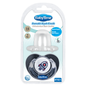 BabyTime Covered Black Orthodontic Silicone Pacifier No. 1 (0–6 Months) — BT152-1