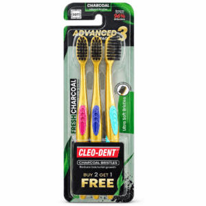 Cleo-Dent Fresh Charcoal Ultra Soft Toothbrush 3 Pack