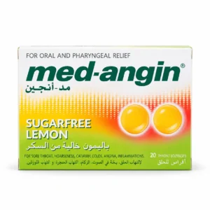 Med-Angin Sugarfree Lemon Lozenges 20 pack product box