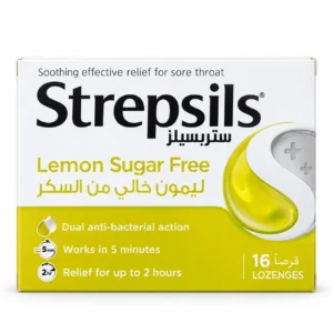 Strepsils Lemon Sugar Free Lozenges 16 pack product box