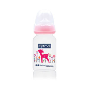 Optimal Orthodontic Slim Neck Baby Bottle 140 ml – Pink