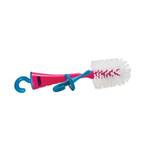 Optimal Bottle and Nipple Brush – Pink with teal loop