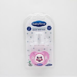 BabyTime Covered Heart-Shaped Orthodontic Silicone Pacifier No. 1, Pink (0–6 Months) — BT140-1