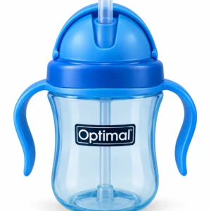 Optimal swivel head straw cup 220 ml blue isolated on white background