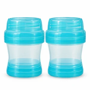 Optimal wide neck food and milk storage cups 2 x 180 ml isolated on white background
