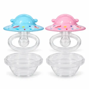 Optimal OPB-0105 round silicone pacifier Blue and Pink isolated product image