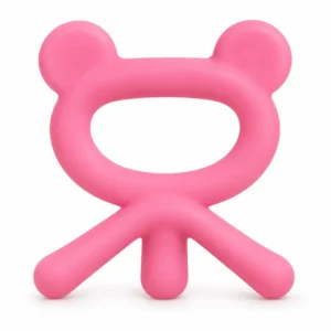 Optimal OPB-1002 pink rubber baby teether isolated on white
