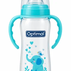 Optimal Anti-Colic Slim Round-Nipple Baby Bottle with Handles 240 ml