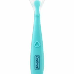 Optimal OPB-1043 aqua soft-tip silicone spoon isolated on white