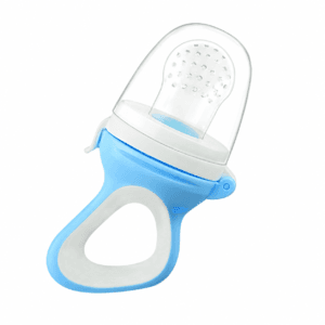 Optimal OPB-1128 Blue single silicone food feeder with cover on white