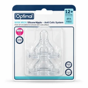 Optimal Wide Neck Silicone Nipple XL 12+ Months 2 Pack