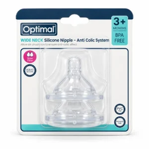 Optimal Wide Neck Silicone Nipple S 3+ Months 2 Pack
